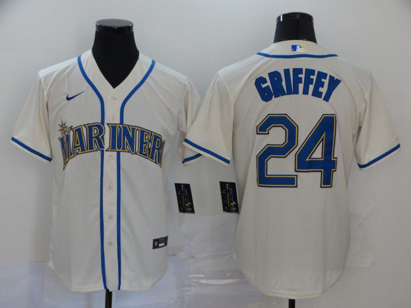 Men Seattle Mariners #24 Griffey Cream Nike Game MLB Jerseys